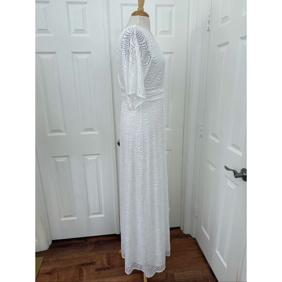 Lilly Pulitzer Womens White V-neck Flutter Sleeve Parigi Lace Maxi Dress Medium - Picture 2 of 6